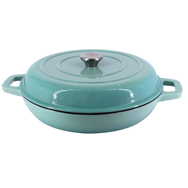 

Shallow Enamel Cast Iron Casserole Dish With Lid