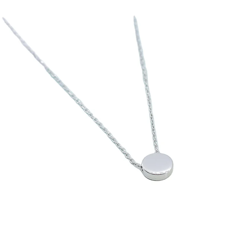 

All Match Wild Style Classical Round Shape Pendant Necklace Sterling Silver White Black Jewelry Women Men