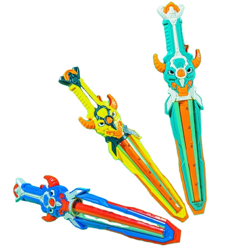 

Children electric luminous swords toys boys outdoor game Ox head light up toys LED flashing swords kids realistic toy sword
