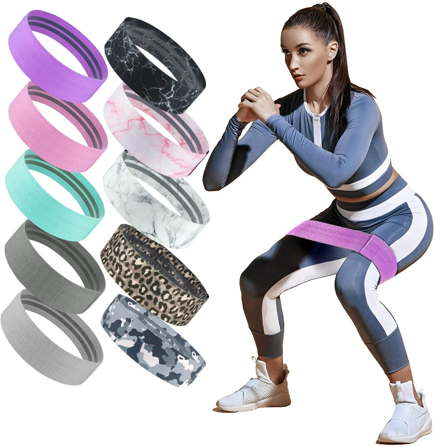 

Factory Direct Price OEM Stretch Hip Circle Hip and Leg Fitness Cotton Resistance Booty Bands Set, Customized