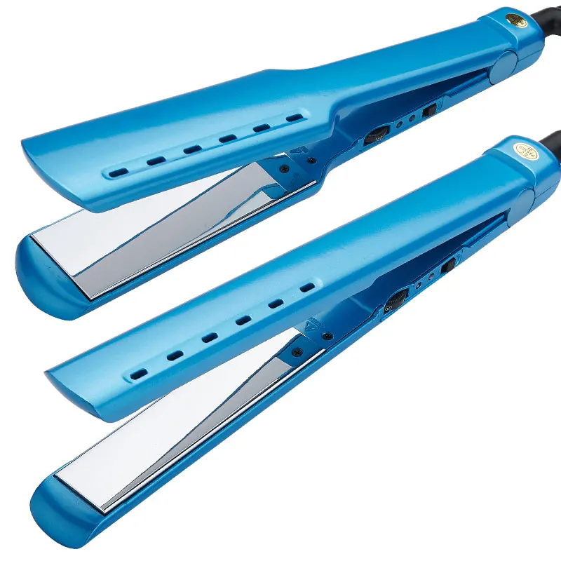 

MCH heating 2 in 1 steam hair straightener nano titanium portable ceramic hair straightening and curling iron, Blue