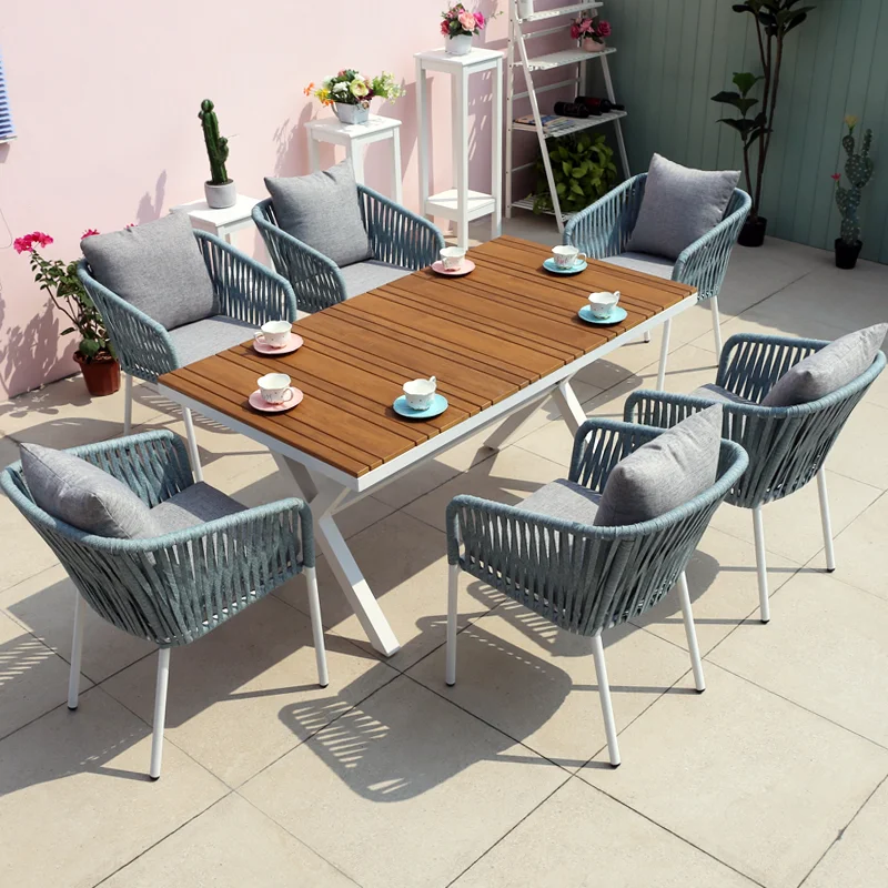 Luxury Modern Outdoor Dining Setting Terrace Patio Furniture Woven