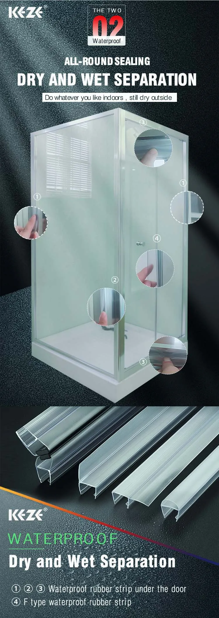 KEZE Framed sliding folding  glass door Shower Enclosure