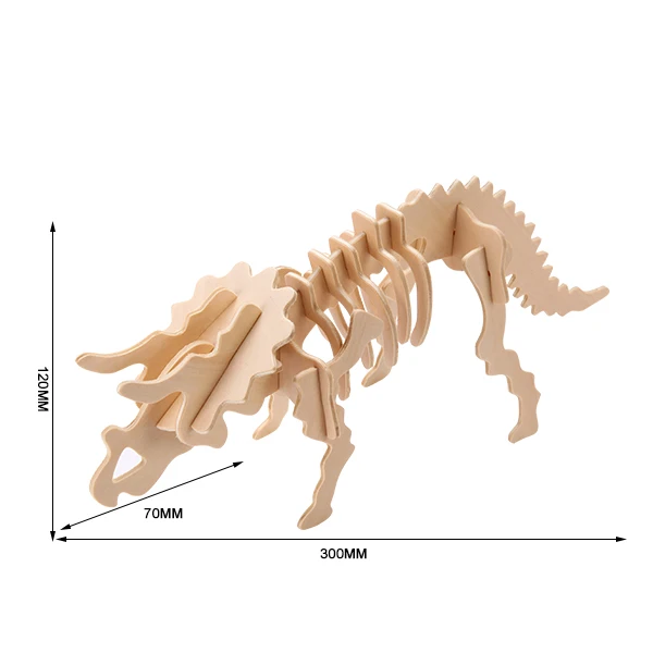 triceratops Etc-Childrens Rompecabezas de Madera 3D Rompecabezas De Esqueleto De Dinosaurio-T-rex 
