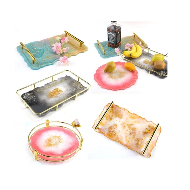 

S0296 DIY Shiny Resin Large Geode Coasters Silicone Mold Fruit Tea Tray Molds, Transparent