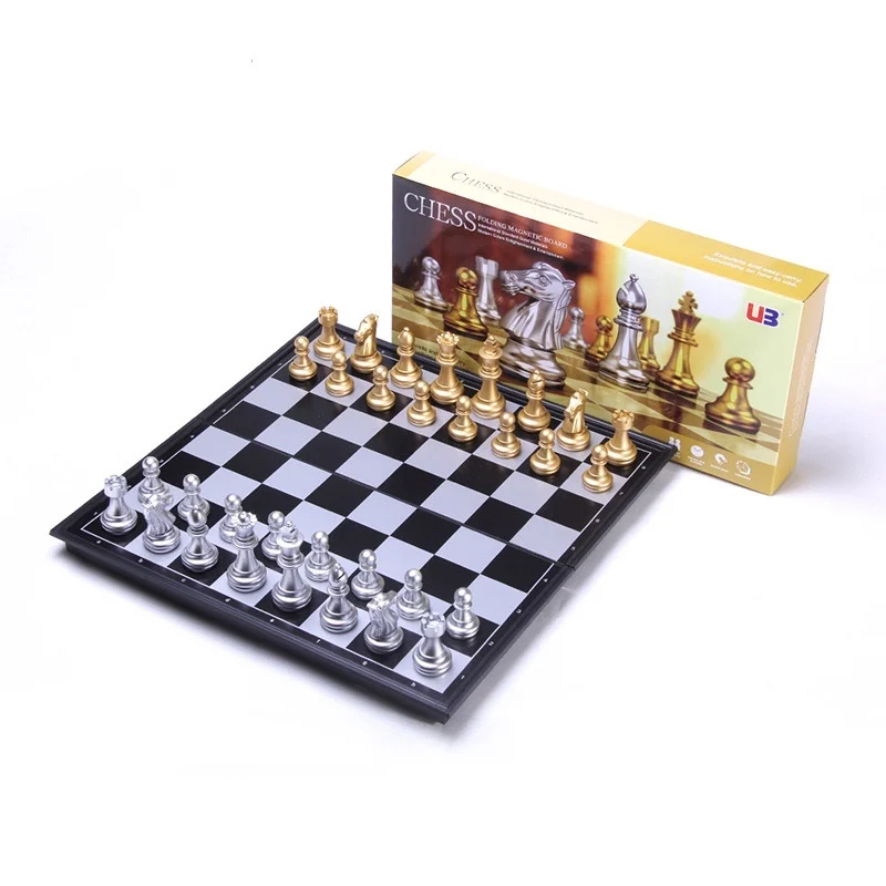 

High quality Plastic ABS Magnetic chess set, chess game ajedrez Large, Gold+silver chess piece