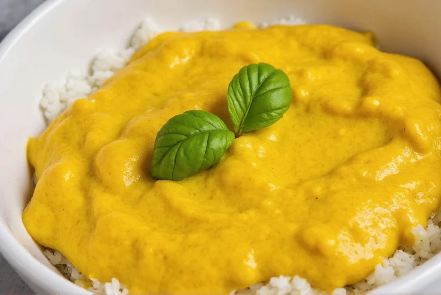 Yellow sauce served over roasted chicken