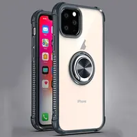

Clear shockproof cell phone case for iPhone 11 pro 2019 transparent pc tpu hybrid tough ring holder back cover for iphone xi