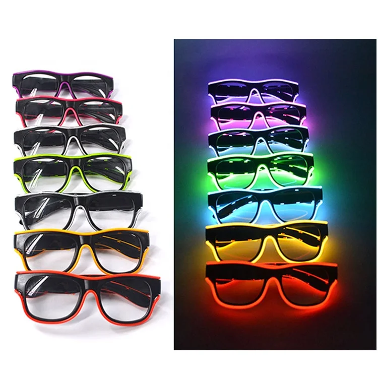 
Wireless Light Up Flashing LED Neon Rave Glasses Glow In Dark El Wire Sunglasses 