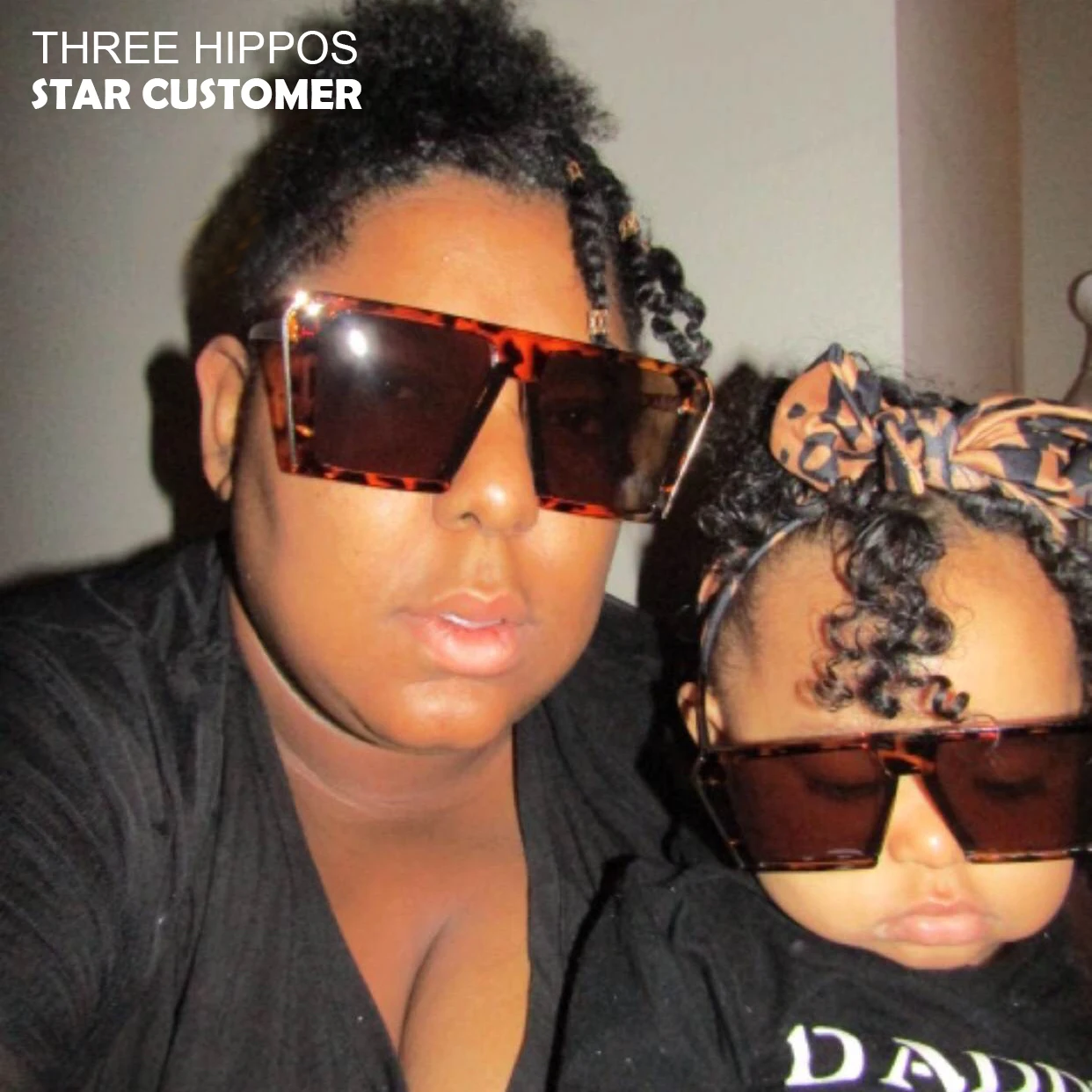

THREE HIPPOS 1 Set 2 pcs Matching Mother and Daughter Shades Square Sun Glasses Mommy And Me Kids Sunglasses 2021