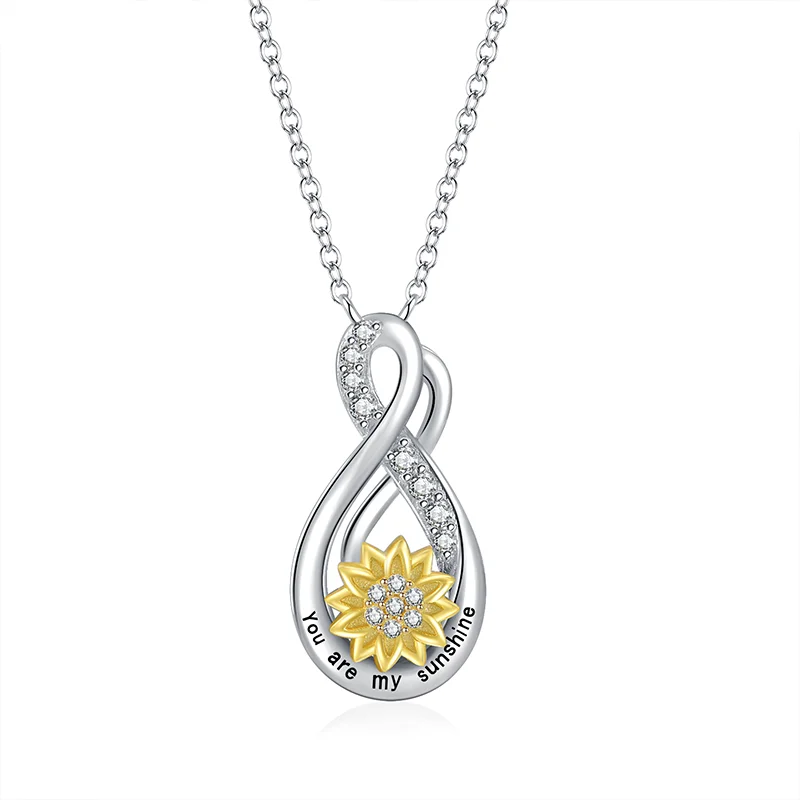 

Slovehoony 925 Sterling Silver Double Infinity Pendant Jewelry Spinning Sunflower Fidget Necklace