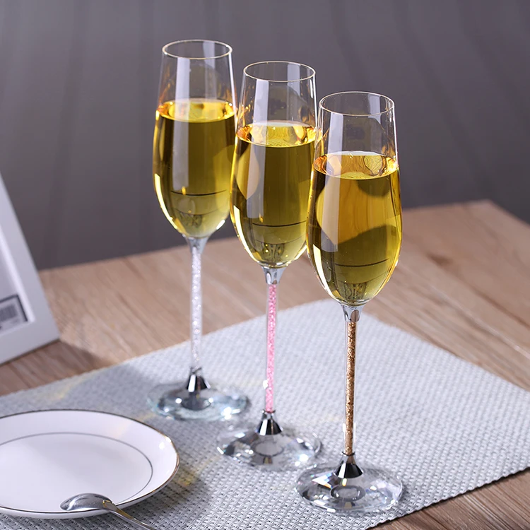 

Wedding Long Stem Goblet Champagne Lead Free Crystal Champagne Drinking Glasses, Clear