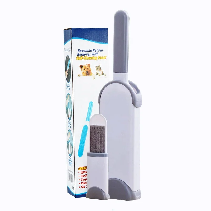 

2021 New Arrival Portable Pet Fur Hair Lint Remover 2 in 1, Grey white