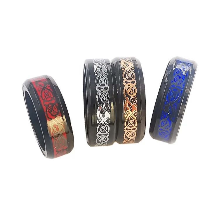 

Modern gift rotating optimal tungsten steel rings dragon pattern totem fine jewelry manufacturer wholesale custom circlet B8, Support custom