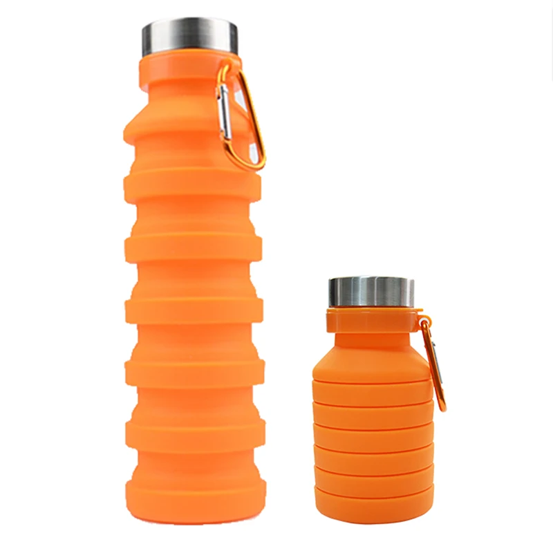 

Popular Colorful 2021 Ecofriendly Water Bottle Silicone Resuable Bottled Bottle, Orange, green, black, blue, red or customized