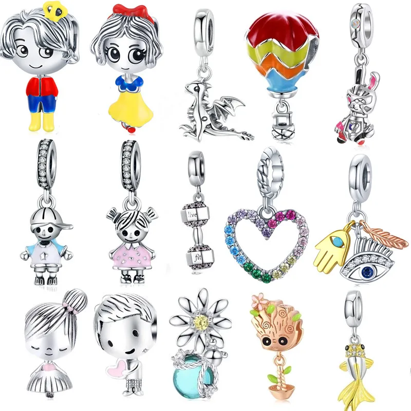 

fit Europe Bracelet Authentic Original 925 Sterling Silver Dragon Gift Balloon Heart Girl Boy Charms S925 Plane Bow Shoes Beads