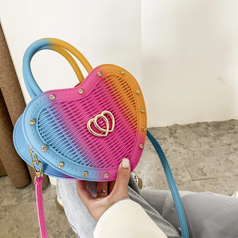 

RTS Latest Design Ladies Handbags Colorful Heart Shoulder Bags Women Purses and Handbags, 7 colors