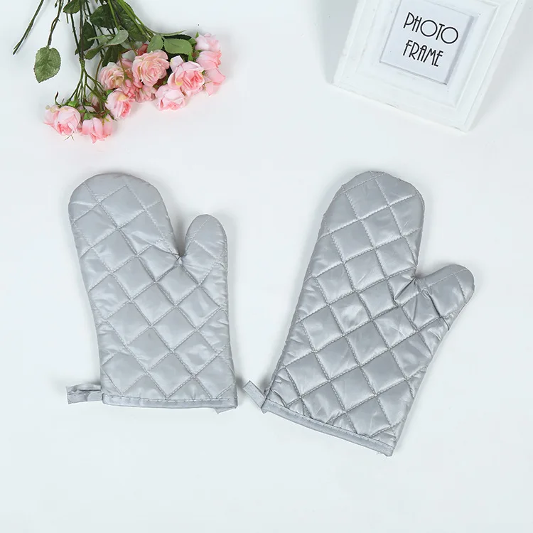 

High Quality Silver Oven Mitts Heat Resistant Kitchen Cooking Bbq Oven Gloves, As picture