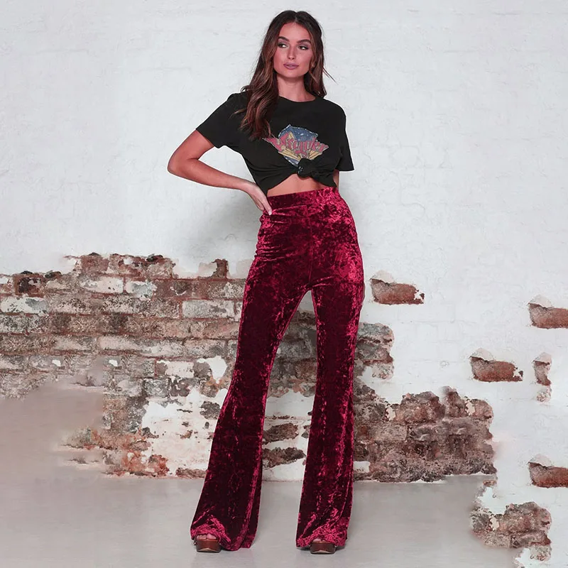 

Solid Color Loose Straight Casual Trousers High Waisted Velvet Casual Women's Wide Leg Pants, As show