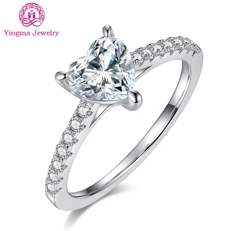 1ct 6.5mm White Moissanite Jewelry Ring Luxury Heart Shape Women's Marriage Ring with 925 Silver Certified by GRA