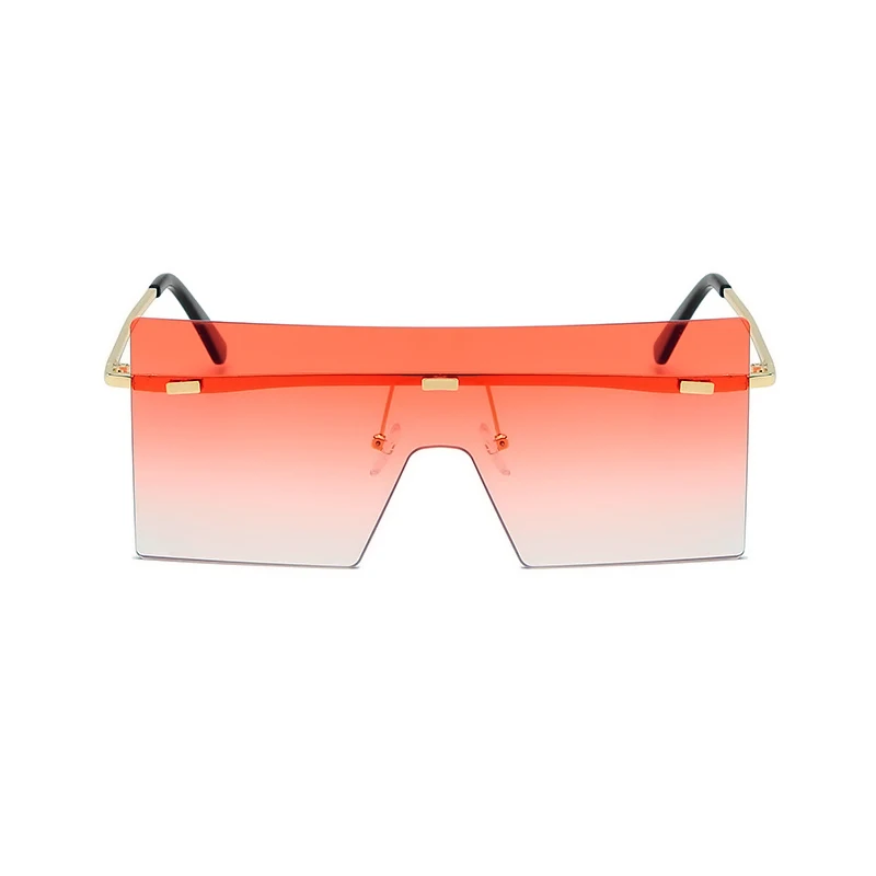 

2021 Wholesale Custom Logo Vintgae Fashion Ocean Gradient Women Metal Frame Rimless Designer Sunglasses