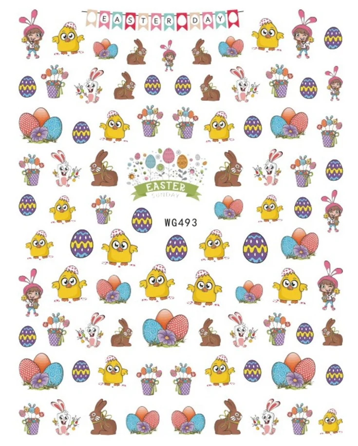 

Easter Nail Art Decals Stickers Bunny 3D Nail Glitter Self-Adhesive Stickers, As image show