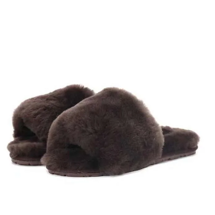 

Flat bottom fashion indoor soft fluffy furry woolen women's home fur slippers