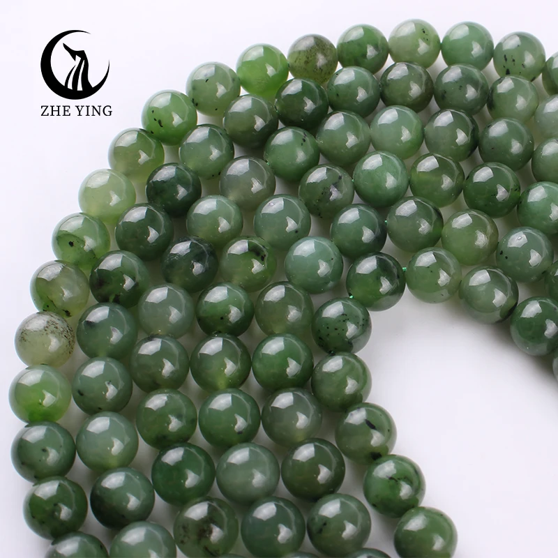 

Zhe Ying 6/8/10mm canada jade heailing crystal bracelet nephrite jade stone natural stone loose green jade beads