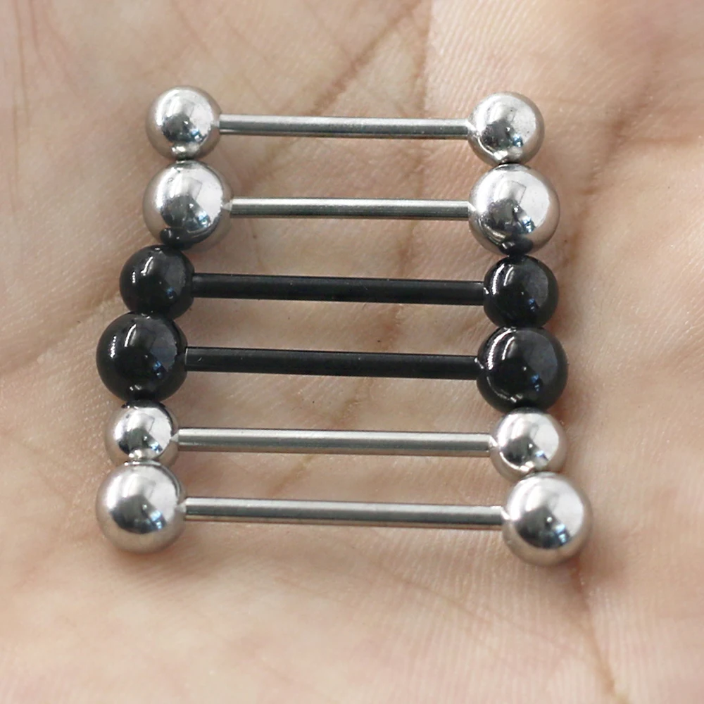 

1 PCS Stainless Steel Ball Rod Black Color Tongue Industrial Piercing Nail Men Women Body Punk Earrings Sexy Jewelry Accessories, Picture
