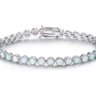 

Hot Sale Fashion Tennis Bracelets Micro Insert Shiny Round Gemstone Bracelets Beaded Opal Bracelets For Women Fashion Jewelry