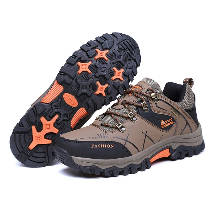 

Hot Sale Leather Anti Slip Outdoor Mountain Desert Ankle Climbing Shoes Big Size Hiking Boots Men Hiking Shoes