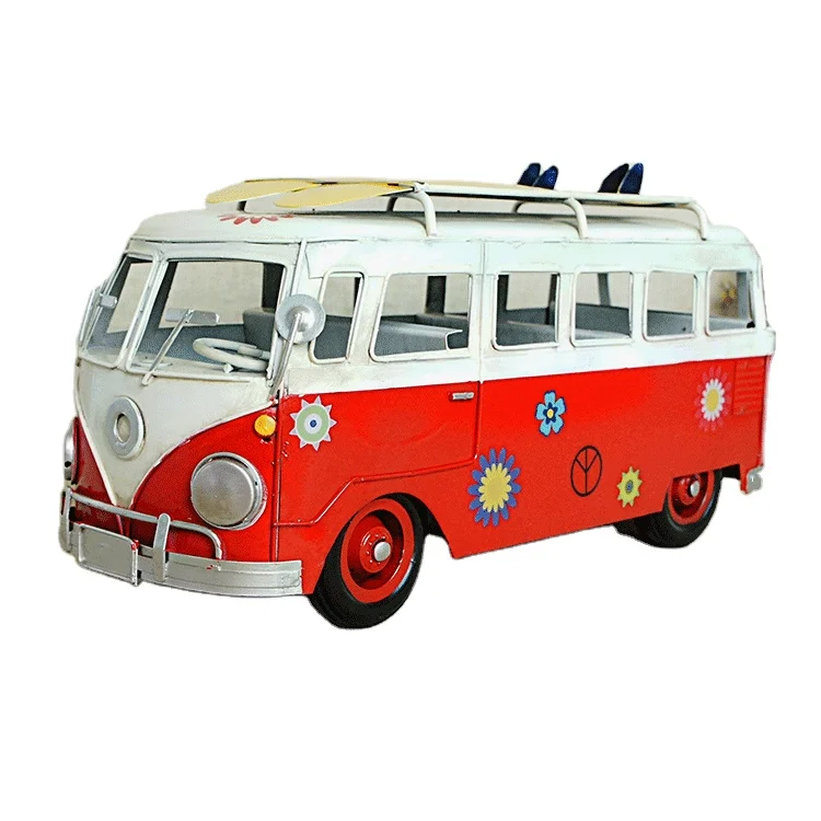 New Arrival Top Selling Handmade Metal Crafts Diecast Bus Toy Vehicles Vintage Bus Model for Home Decoration