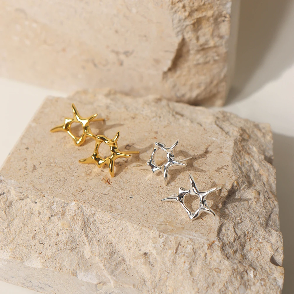 

Chris April in stock fine jewelry 925 sterling silver gold plated Custom vermeil abstract starfish earrings for women