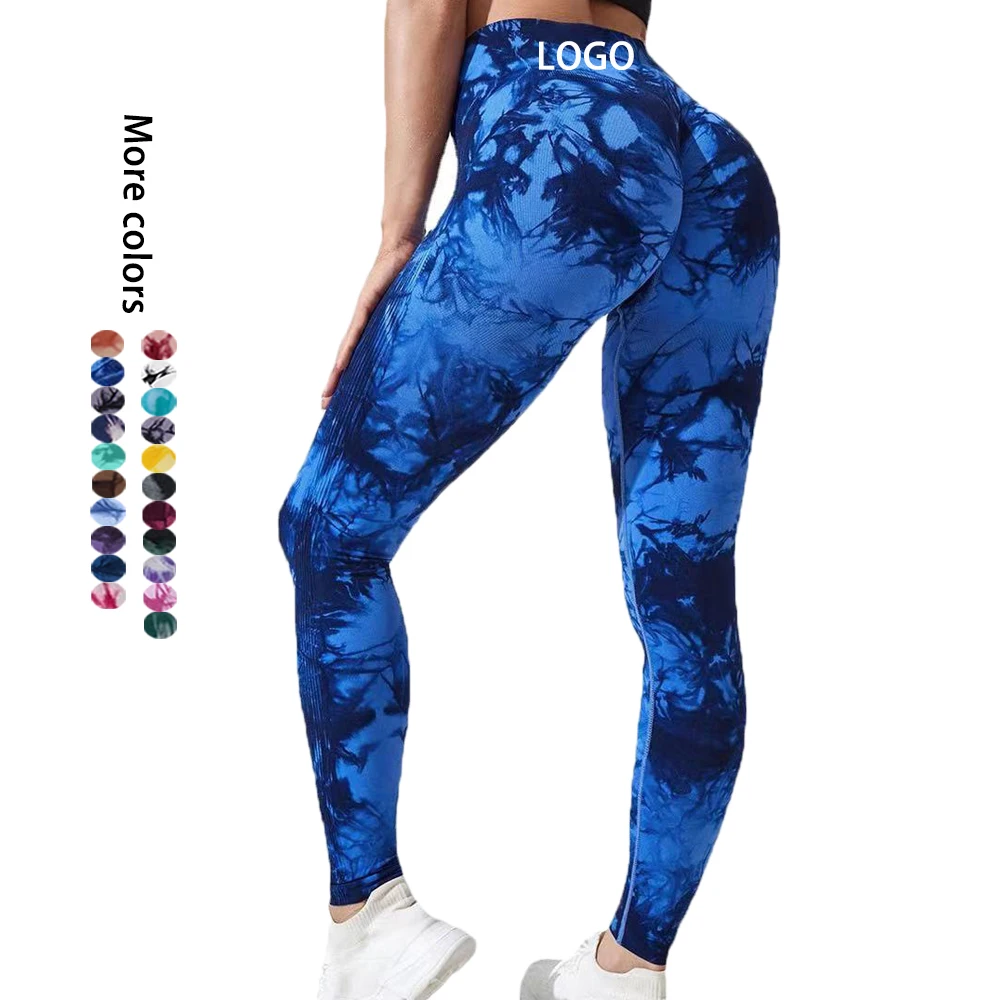 

2022 Hot Women Girls High Waist Scrunch Butt Booty Yoga Marble Tie Dye Seamless Leggings Wholesale