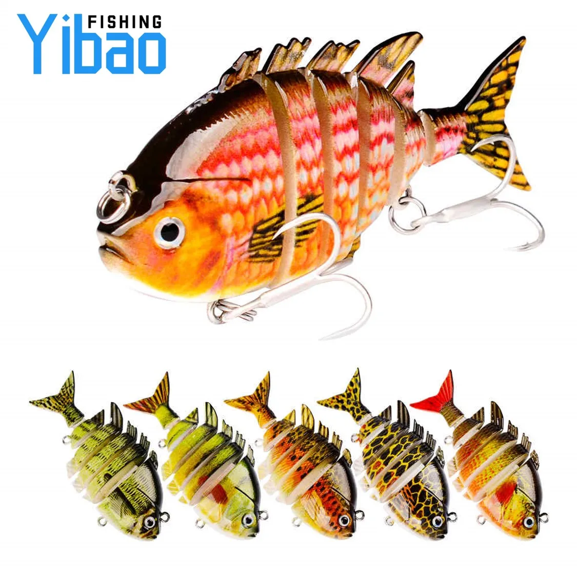 

YIBAO 8cm 15.5g Sinking Wobblers Fishing Lures Jointed 6 Segment Hard Artificial Bait Fishing Tackle Lure Crankbait Swimbait, 8 colors