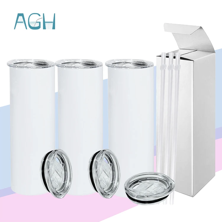 

20oz stainless steel sublimation tumbler double walled vacuum insulated sublimation blanks straight skinny tumbler with straw, Stainless steel color