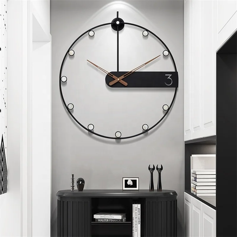 

Minimalist Large Decorative Oriental Wall Clocks Retro Reclaimed Wood Hands reloj pared, Black