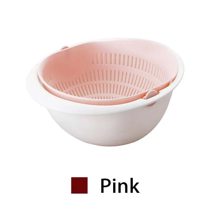 

drain basketHousehold plastic fruit basket kitchen vegetable washing drain basket double hollow fruit washing basin