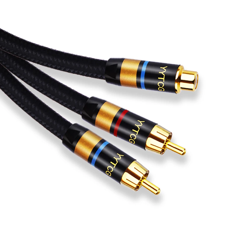 

YYTCG HIFI Single RCA to Dual RCA Subwoofer audio cable Pure Copper One Sub-2 Splitter Y RCA Cable