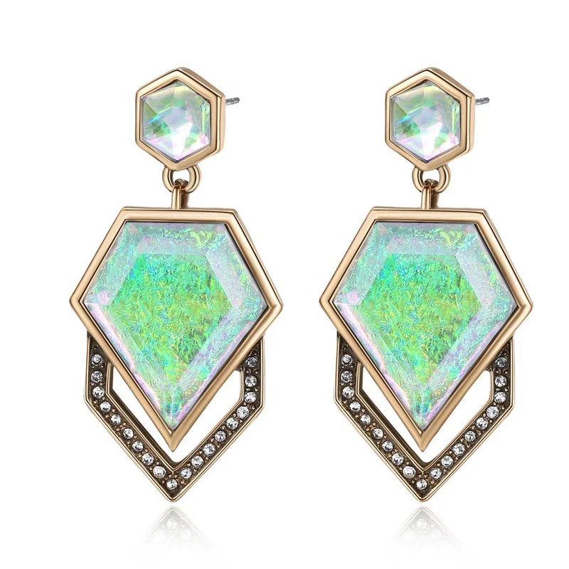 

Gift for girls exaggerated green boho earrings EAC181
