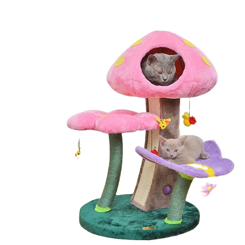 

New Design Pet Toy Paradise Cat House Castle Kitty Villa Nest Mushroom Cat Climbing Frame