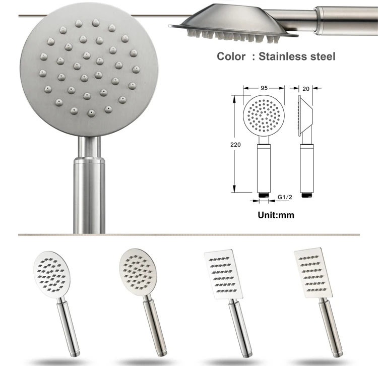 HIDEEP shower shower stainless steel drawing round bathroom hand shower head