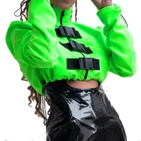 

Buckle Zipper Crop Top Short Streetwear Coat Jacket for Ladies