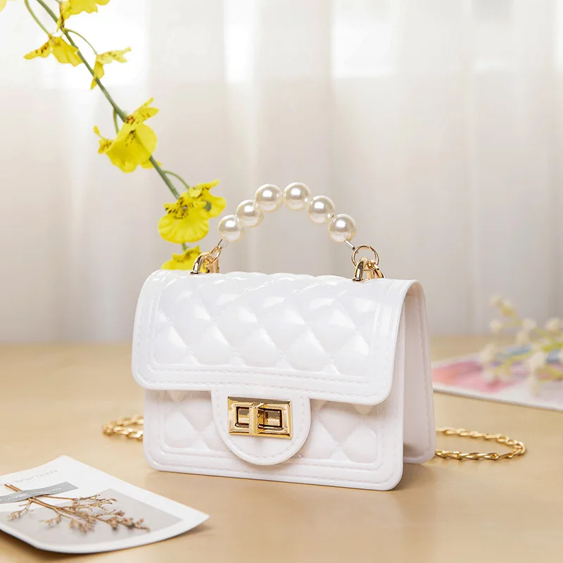 

2021 Mini Kid Jelly Purse And Handbags 2021 Pvc Transparent Crossbody Bags For Baby Girls Cute Pearl Handbags, 7 colors