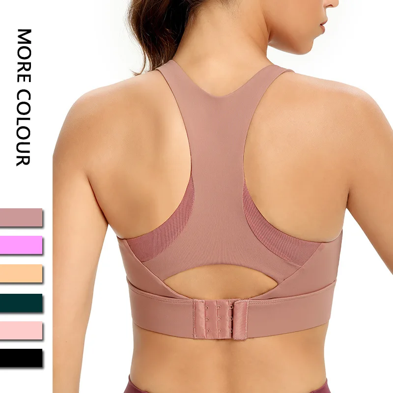 

Wholesales Workout Clothing Breathable Racerback Elastic Women Bra Sports Gym Yoga Bra, 3 colors