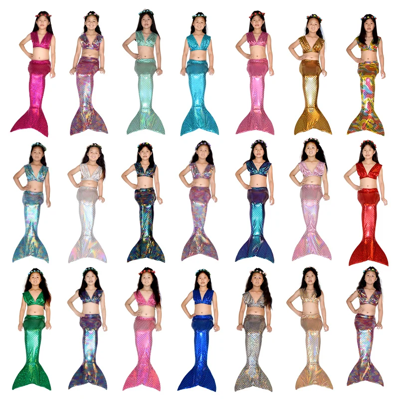 

Beautiful Girls Swimming Mermaid Tail Children Little Mermaid Costume Cosplay Swimsuit Bikini Set anime cosplay costume