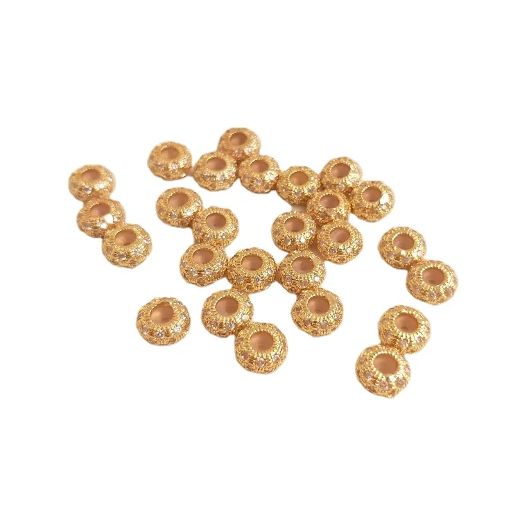 

14K gold plated zircon silicone wheel beads positioning beads diy chain spacer beads accessories