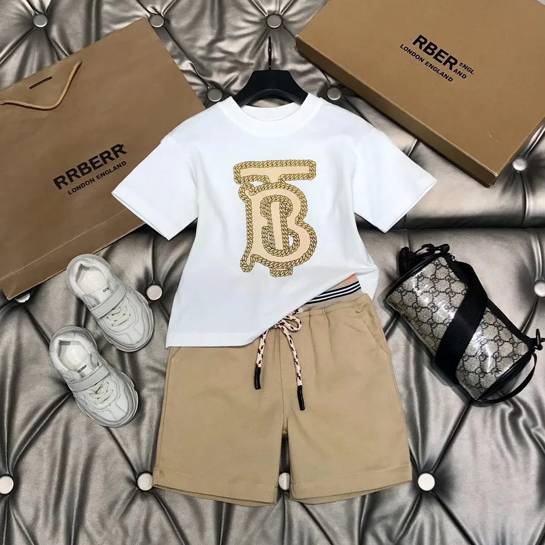 

2021 high-end children's clothing summer new western style European and American boys' short-sleeved shorts suit