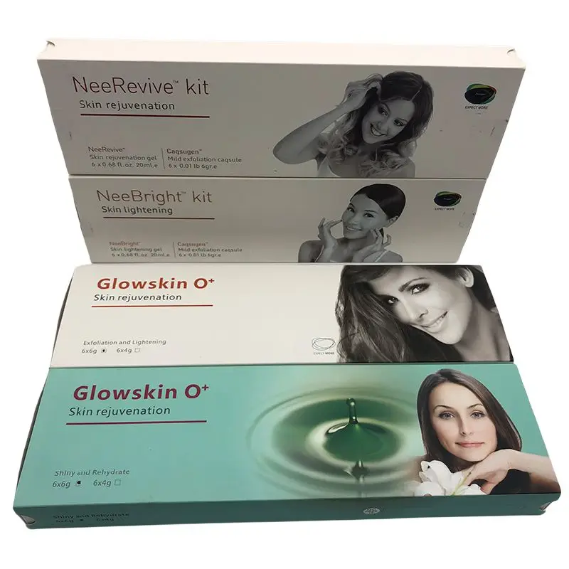 

Hot New Glowskin O+ Plus Skin Rejuvenation Kits Pods Neebright and Neerevive Products for 3 in 1 Oxygen Facial Machine, White, green