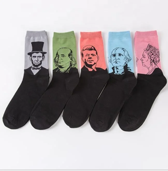 

Cartoon Man Printed Sock Man Autumn Sock Cotton Skateboard Knee sock, As pic